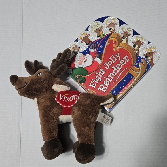 Dan Dee Christmas Santas Reindeer Plush Vixen BONUS 8 Jolly Reindeer board book - Picture 2 of 12